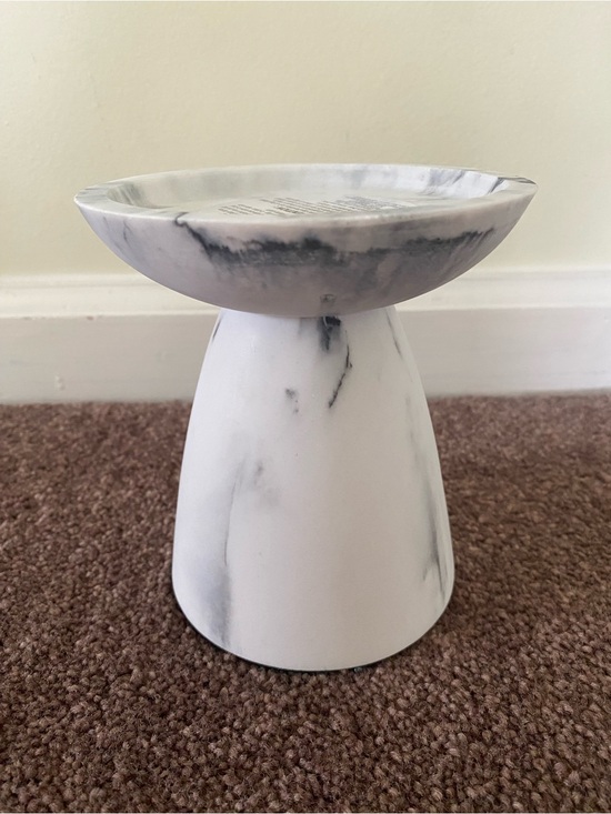 Bath & Body Works Other - Bath & Body Works White and Gray Marble-Effect Pedestal Candle Holder NWT